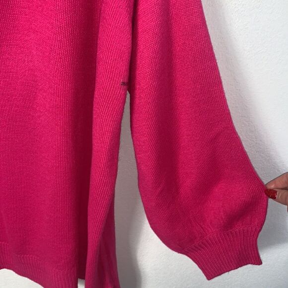 NWT Lane Bryant Pink Blouson Sleeve V-Neck Oversized Tunic Sweater Plus Sz 26/28 - Picture 5 of 10